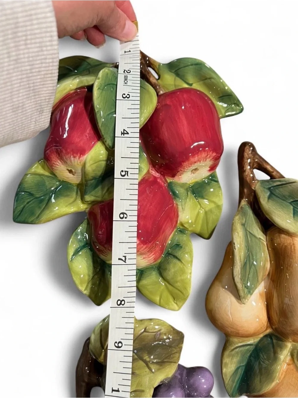 Home Interiors Ceramic Fruit Wall Trio - Red, Purple, Cream Fruits